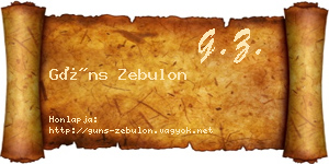 Güns Zebulon névjegykártya